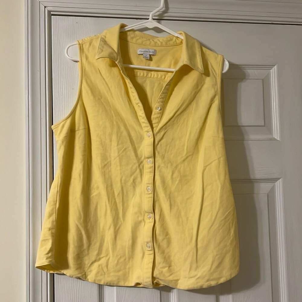 Charter Club Yellow Sleeveless Button Up Polo.  Size 16